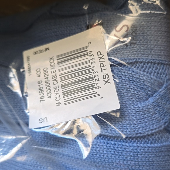 TOMMY HILFIGERCABLE KNIT QUARTER-ZIP SWEATER XS BLUE - Picture 2 of 3
